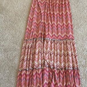 Off the shoulder maxi dress, geometric print